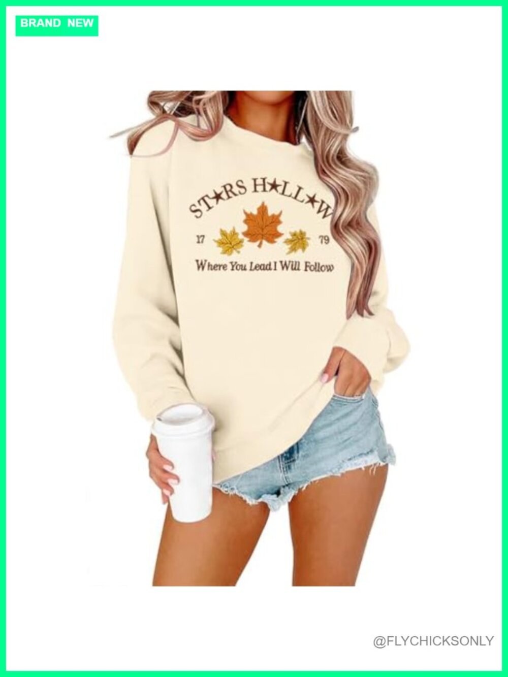 Cotton Blend Crewneck Sweatshirt Women Fall Leaf Graphic Drop Shoulder Pullover